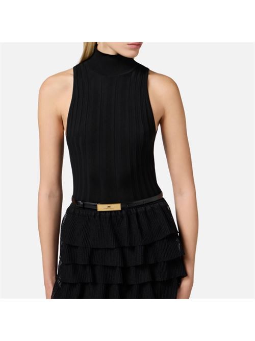 RED CARPET DRESS WITH RUFFLES ELISABETTA FRANCHI | AM45S52E2110 NERO